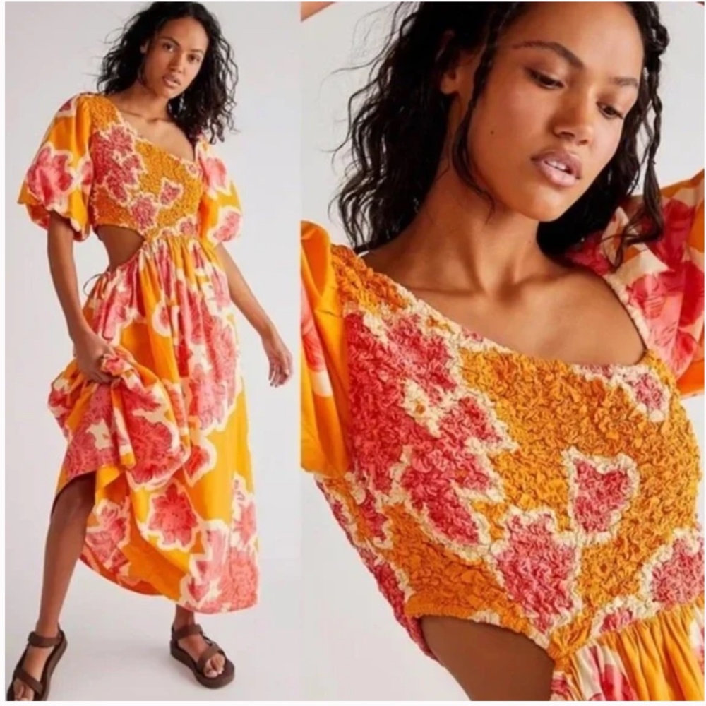 Kalina Printed Midi Dress Free People